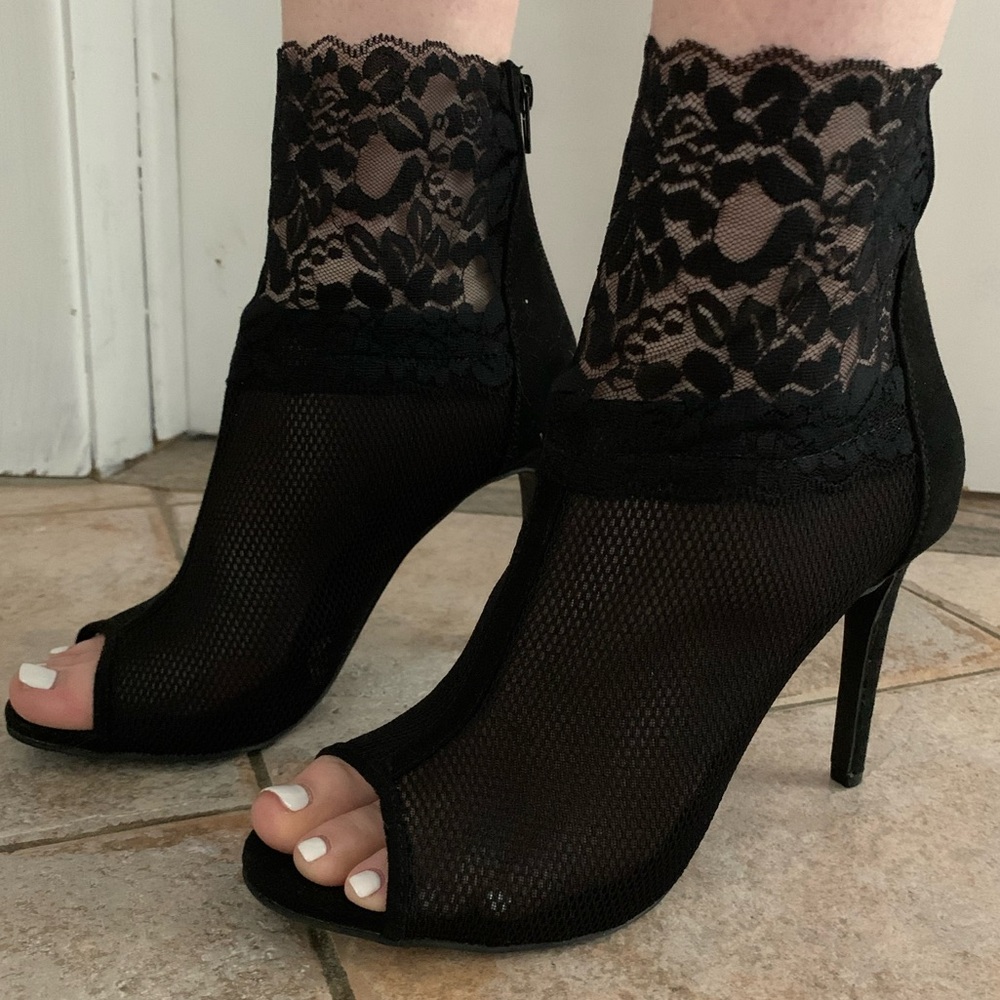 Anne Michelle ankle stiletto open toe boots/shoes size 8